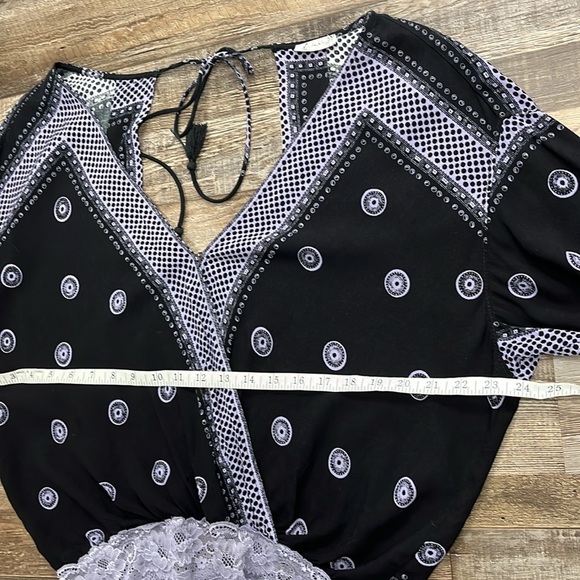 Free People Intimately On Board Bodysuit Sz L Lace Open Tie Back Hippie Boho - Picture 10 of 16